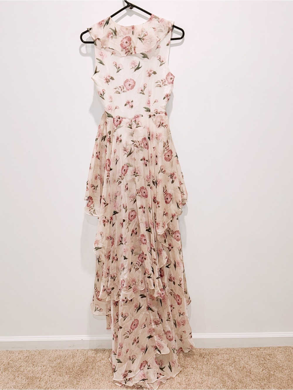 Y.A.S high-low asymmetrical pink floral maxi dress - Picture 10 of 15